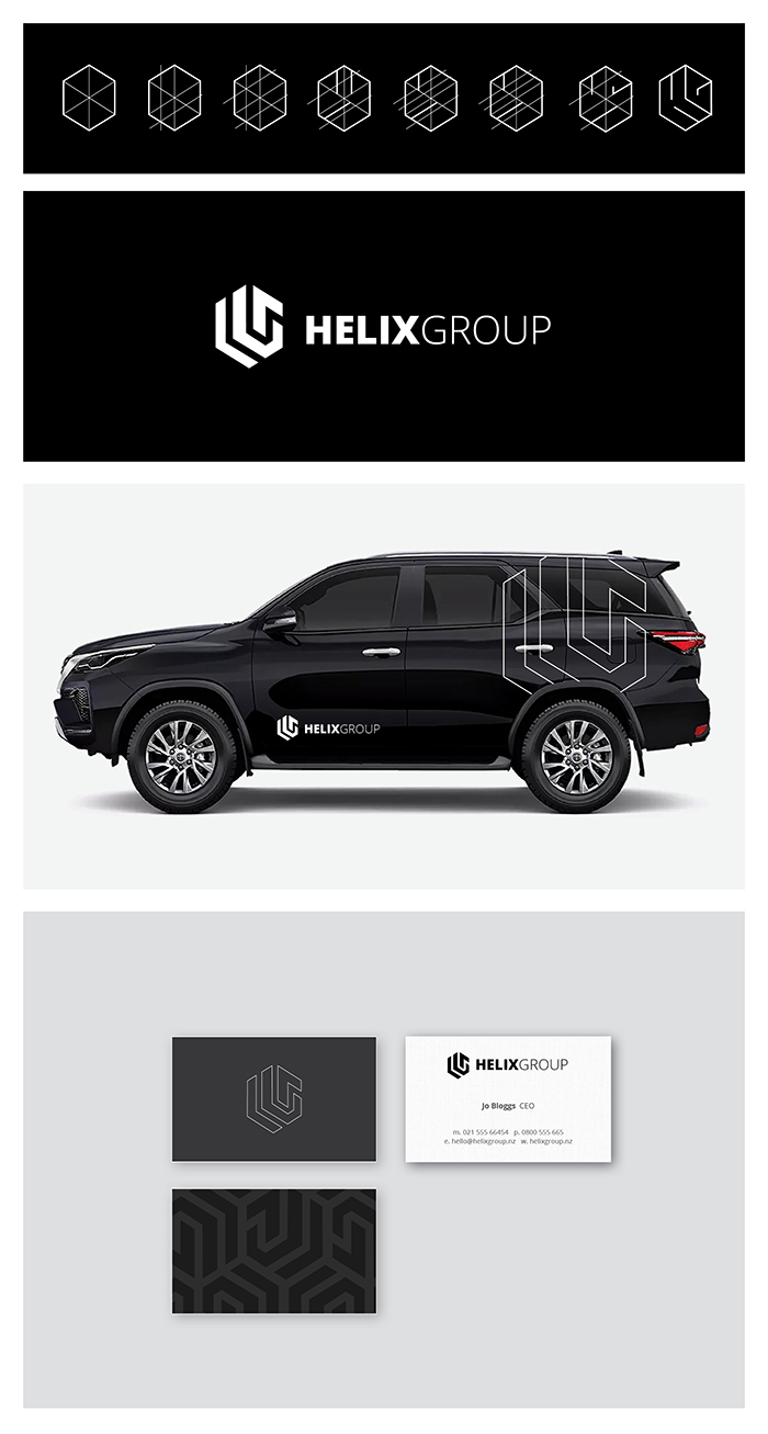 Helix Group Brand Identity - Branding, Logo Design, Vehicle Graphics, Business Cards, Corporate, Print Collateral - Creative digital design portfolio by Mondo Digital agency Christchurch New Zealand