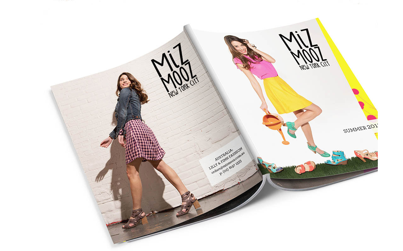 Miz Mooz Summer Catalog - Fashion, Catalog, Print Design, Photography, Footwear, Print Collateral - Creative digital design portfolio by Mondo Digital agency Christchurch New Zealand