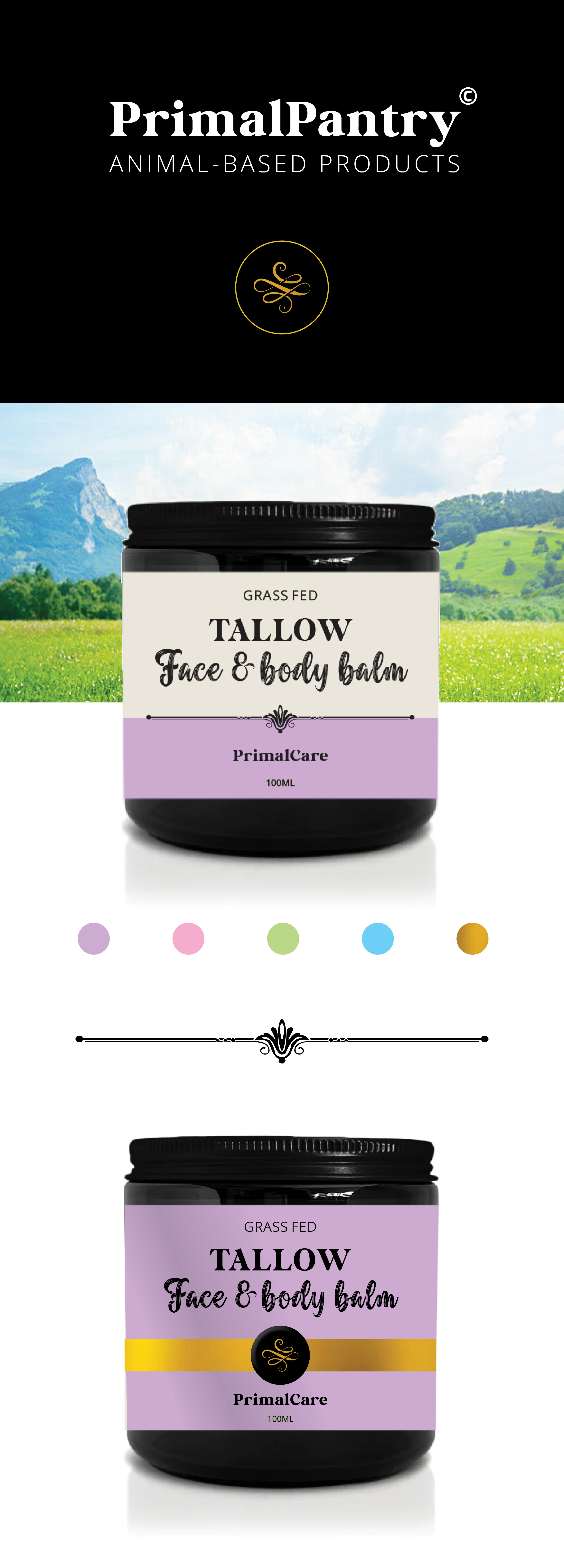 PrimalCare Tallow Balm - Skincare, Natural Products, Packaging, Branding, Print Collateral - Creative digital design portfolio by Mondo Digital agency Christchurch New Zealand