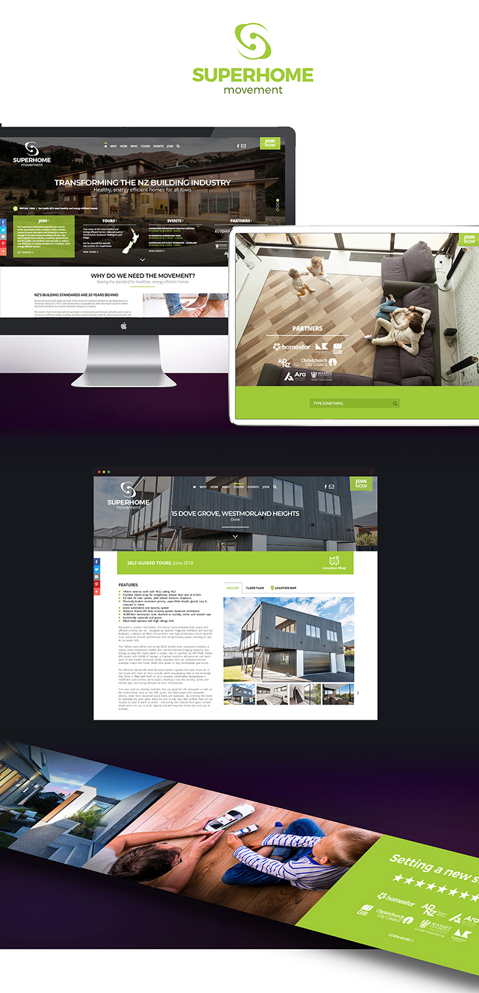 SuperHome Movement - Web Design, Branding, Sustainability, Construction, Web + App, UX UI Design - Creative digital design portfolio by Mondo Digital agency Christchurch New Zealand